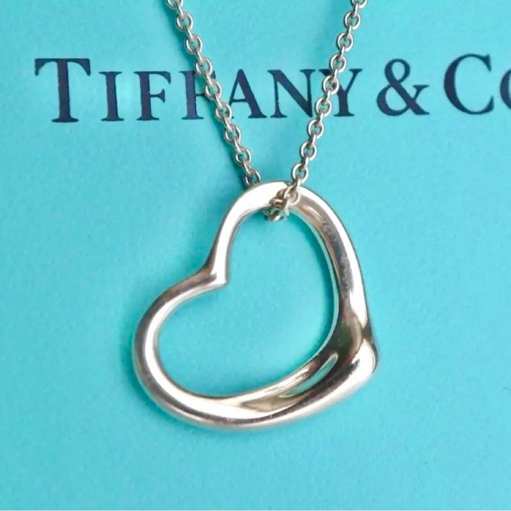 Tiffany & Co. Vintage 925 Sterling Silver Elsa Peretti XL Open Heart Necklace